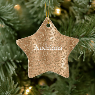 Ornement En Céramique Empreinte de léopard Gold Glam Parties scintillant