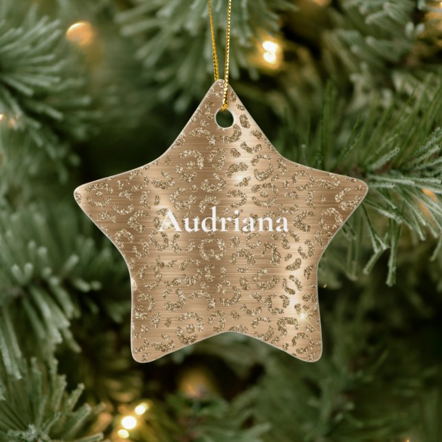 Ornement En Céramique Empreinte de léopard Gold Glam Parties scintillant (Arbre)