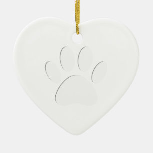 Ornement En Céramique Empreinte de patte de chien coupé en papier