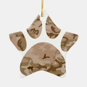 Ornement En Céramique Empreinte de patte en détresse de Camo Dog du dése