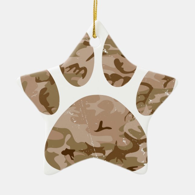 Ornement En Céramique Empreinte de patte en détresse de Camo Dog du dése (Devant)