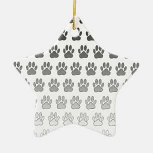 Ornement En Céramique Empreintes de pattes dégradés en noir et blanc et