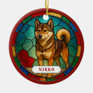 Ornement en céramique en cercle de chien Shikoku