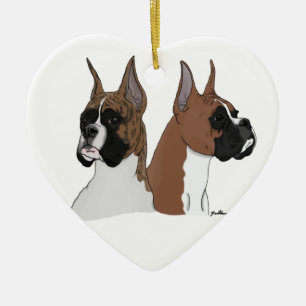 Ornement en céramique en forme de coeur de boxeur