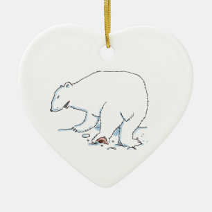 Ornement en céramique en forme de cœur d'ours pola