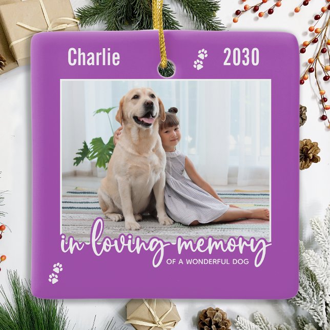 Ornement En Céramique En mémoire d'amour Lilac Chien Photo Pet Memorial (Créateur téléchargé)