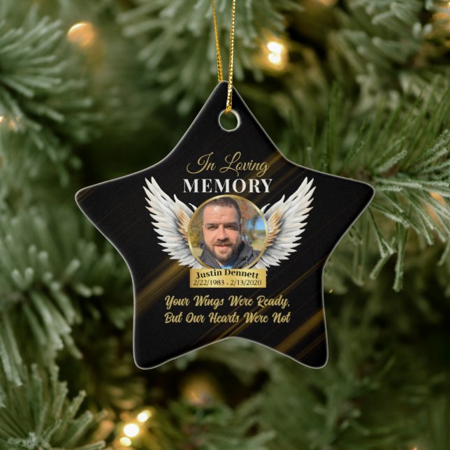 Ornement En Céramique En mémoire d'amour, vos ailes étaient prêtes Photo (Arbre)