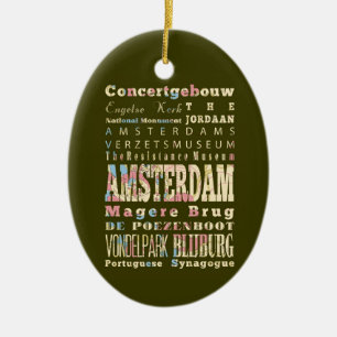 Ornement En Céramique Endroits célèbres d'Amsterdam, Hollandes