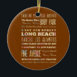 Ornement En Céramique Endroits célèbres de Long Beach, la Californie<br><div class="desc">Belles attractions de liste de conception de typographie et endroits célèbres de Long Beach,  la Californie. Grande mémoire et souvenir !</div>