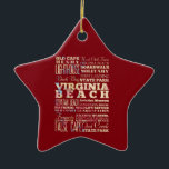 Ornement En Céramique Endroits célèbres de Virginia Beach, la Virginie<br><div class="desc">Belles attractions de liste de conception de typographie et endroits célèbres de Virginia Beach,  la Virginie. Grande mémoire et souvenir !</div>