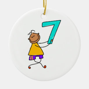 Ornement En Céramique Enfant du numéro sept
