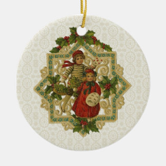 Ornement En Céramique Enfants de Noël victoriens vintages