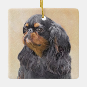 Ornement En Céramique English Toy Spaniel Peinture Animal Art original