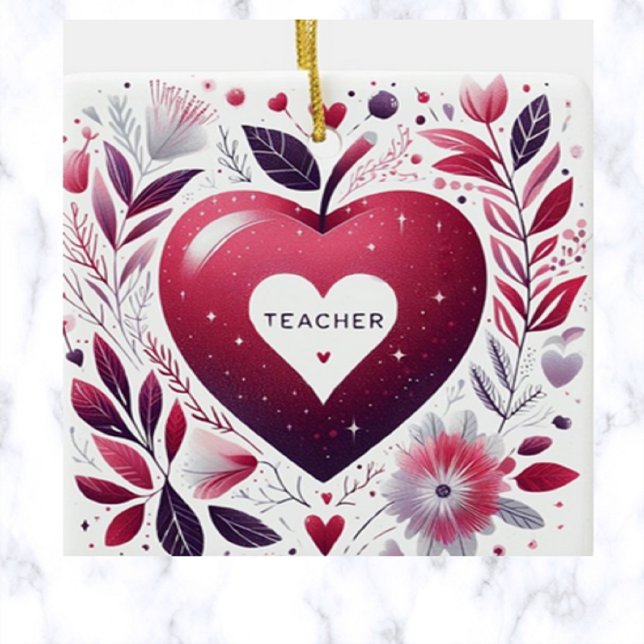 Ornement En Céramique Enseignant avec coeur (Créateur téléchargé)