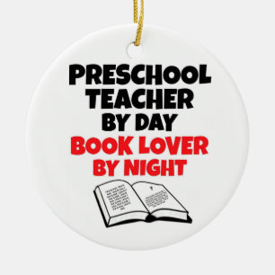 Ornement En Céramique Enseignant préscolaire par jour Livre Lover par nu