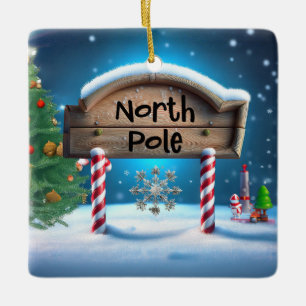 Ornement En Céramique Enseigne de Noël en bonbons et bois