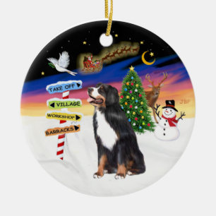 Ornement En Céramique Enseignes de Noël - Chien de montagne bernois