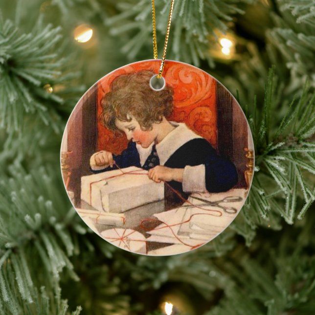 Ornement En Céramique Envelopper les cadeaux (Arbre)