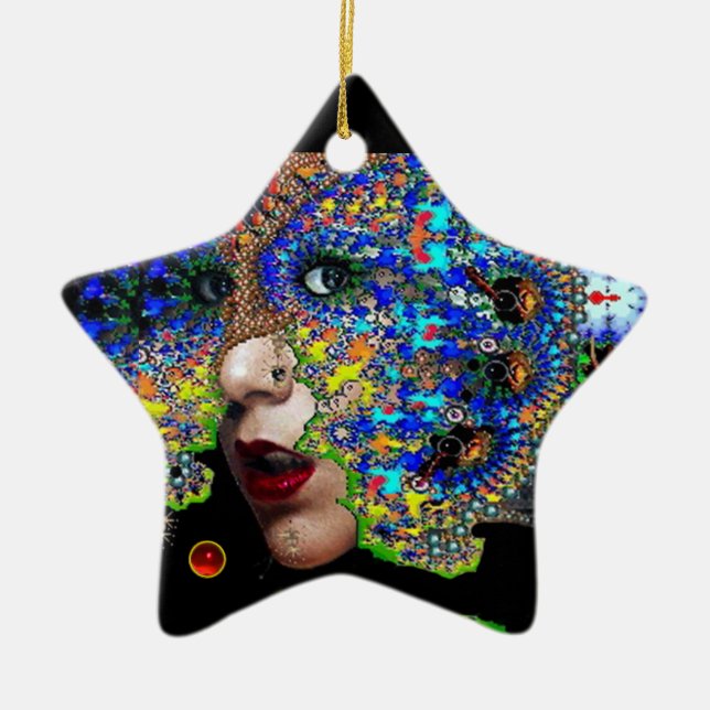 Ornement En Céramique EPHÉMERAL, Rubis rouge, Star du saphir bleu (Devant)