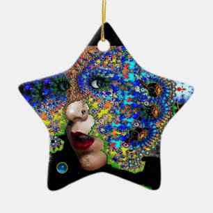 Ornement En Céramique EPHÉMERAL, Rubis rouge, Star du saphir bleu