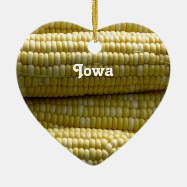 Ornement En Céramique Épi de maïs de l'Iowa (Devant)