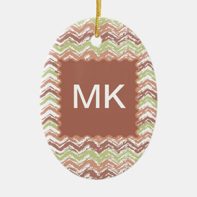 Ornement En Céramique Épice de scribble Chevron ZigZag (Devant)