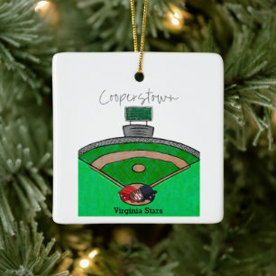 Ornement En Céramique Équipe de terrain de baseball de Cooperstown Mémoi