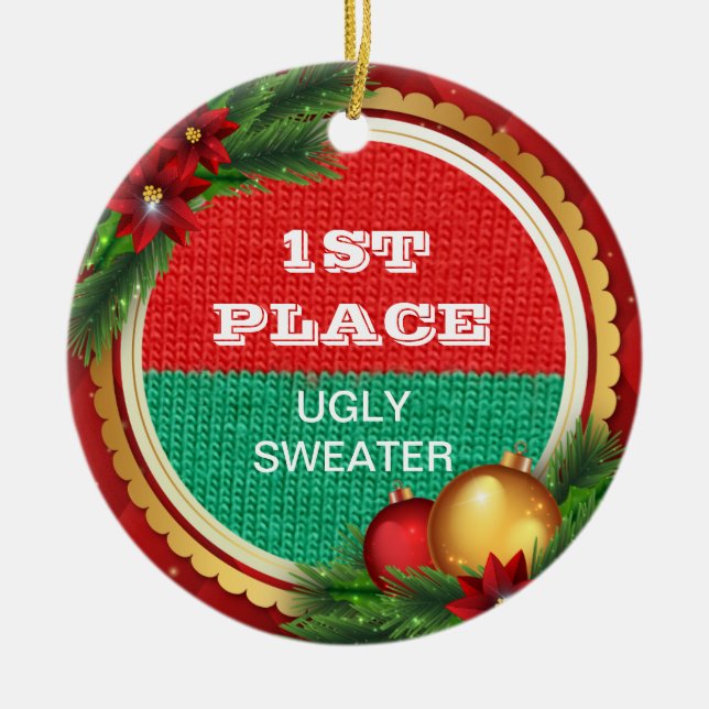 Ornement En Céramique Ęr gagnant du prix de fête de Noël laide de (Devant)