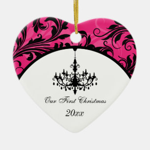 Ornement En Céramique Ęr Noël de rouleau blanc noir rose de lustre