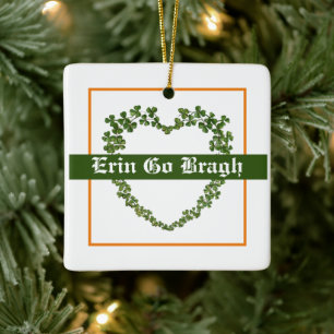 Ornement En Céramique Erin Go Bragh Shamrock Heart