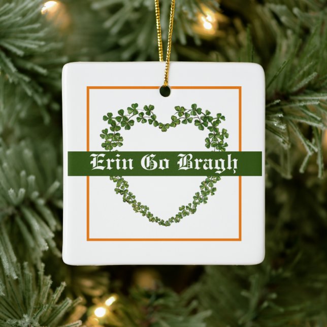 Ornement En Céramique Erin Go Bragh Shamrock Heart (Arbre)