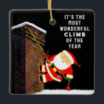 Ornement En Céramique escalade de pierre personnalisée<br><div class="desc">Gardien unique pour n'importe quel grimpeur. Modifier le texte pour ajouter le nom et l'année.</div>