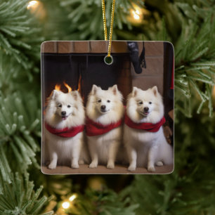 Ornement En Céramique Eskimo Américain au coin du feu de Noël