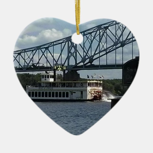 Ornement En Céramique Esprit de bateau à  vapeur de Dubuque (Devant)