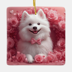 Ornement En Céramique Esquimau américain avec des roses - Saint-Valentin