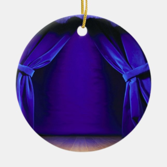 Ornement En Céramique Étape vide avec des rideaux (Devant)