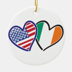 Ornement En Céramique États-Unis Irlande Coeur Flags