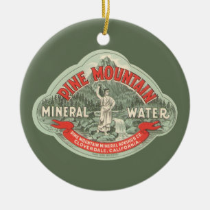 Ornement En Céramique Étiquette de produit vintage, eau minérale de Pine
