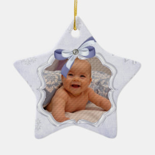 Ornement En Céramique étoile bébé première photo de Noël