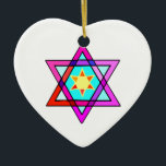 Ornement En Céramique Étoile de David<br><div class="desc">Cadeaux juifs et idées de cadeau avec l'étoile de David juive en verre souillé.</div>