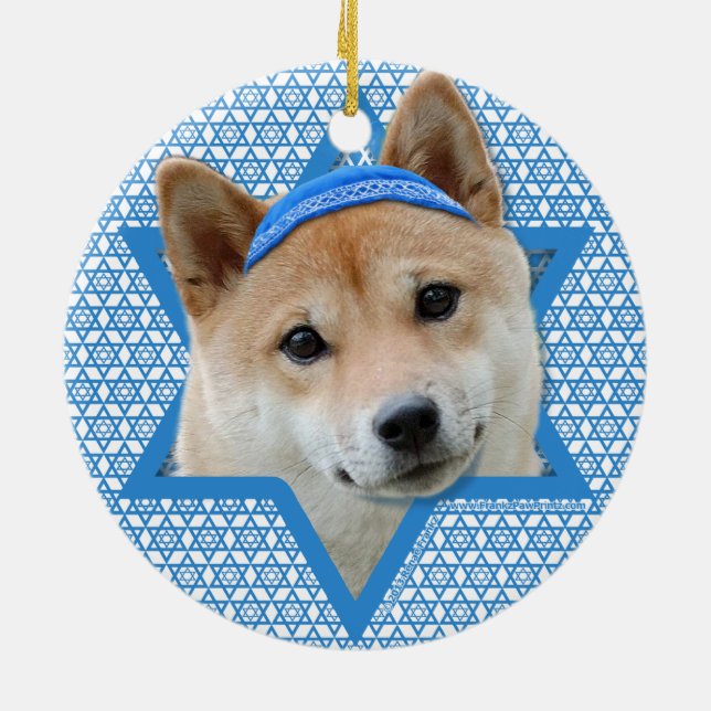 Ornement En Céramique Étoile de David de Hanoukka - Shiba Inu (Dos)