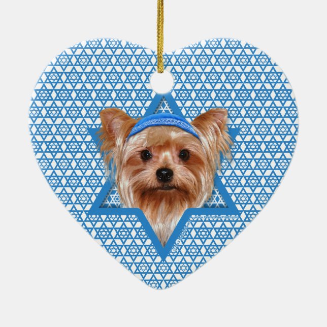 Ornement En Céramique Étoile de David de Hanoukka - Yorkshire Terrier (Dos)