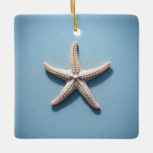 Ornement En Céramique Étoile de mer exotique sur fond bleu