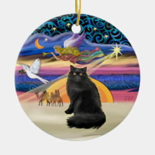 Ornement En Céramique Étoile de Noël - Chat persan noir