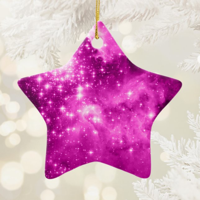 Ornement En Céramique Étoiles roses (Pink Stars Ceramic Ornament)
