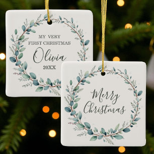 Ornement En Céramique Eucalyptus Baby First Joyeux Noël