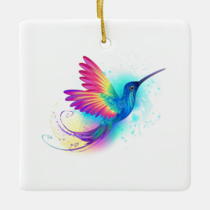 Ornement En Céramique Exotic Rainbow Hummingbird