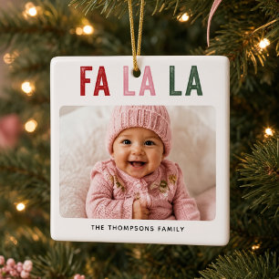Ornement En Céramique Fa La La personnalisé pour bébé - Photo de Noël
