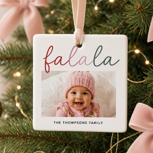 Ornement En Céramique Fa La La Photo de Bébé Personnalisé Famille Noël