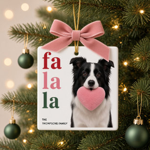 Ornement En Céramique Fa La La Photo de Chien Personnalisé Noël
